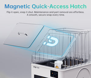 BIQU PopCap top cover for Snapmaker U1 — magnetic quick-access hatch flipped open for maintenance