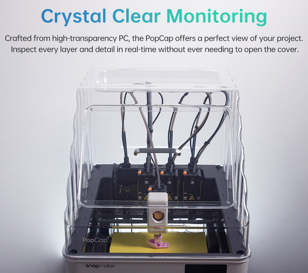 BIQU PopCap top cover for Snapmaker U1 — high transparency PC for real-time print monitoring