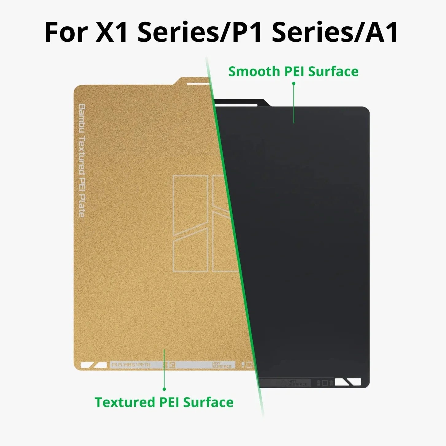 Bambu Lab Dual Texture PEI Plates for A1/ P1/X1 Series and A1 Mini.