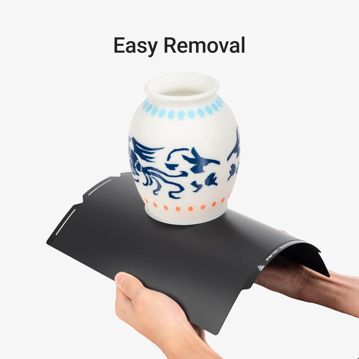 Snapmaker U1 Smooth PEI Build Plate — plate flexed to release a finished print