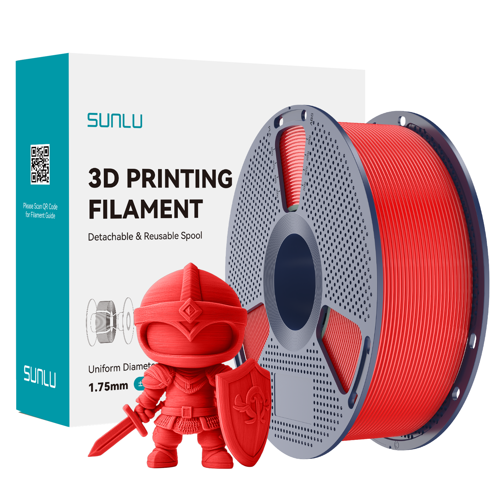 Sunlu PLA+ Filament — Red 1 kg spool