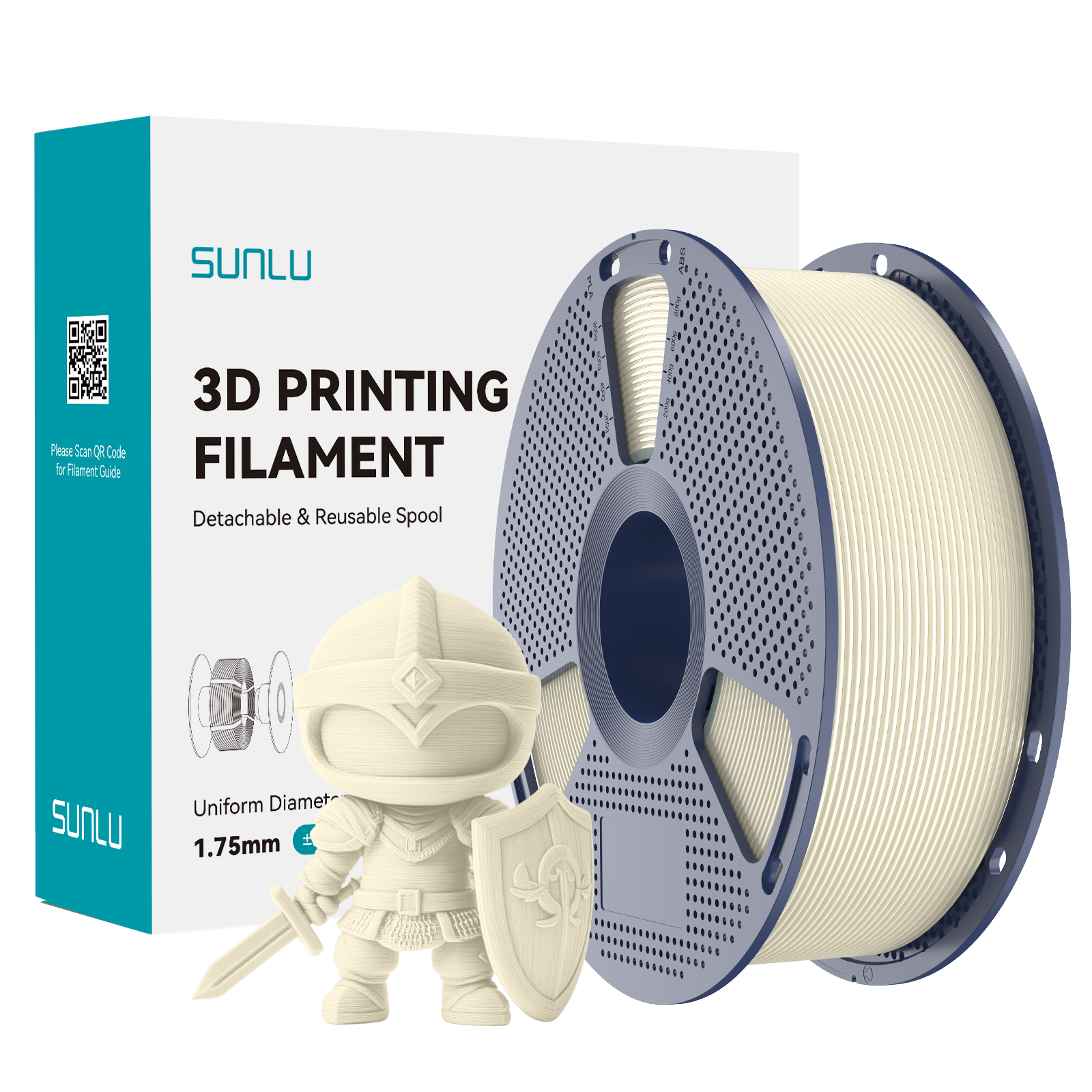 Sunlu PLA+ Filament — Bone White 1 kg spool