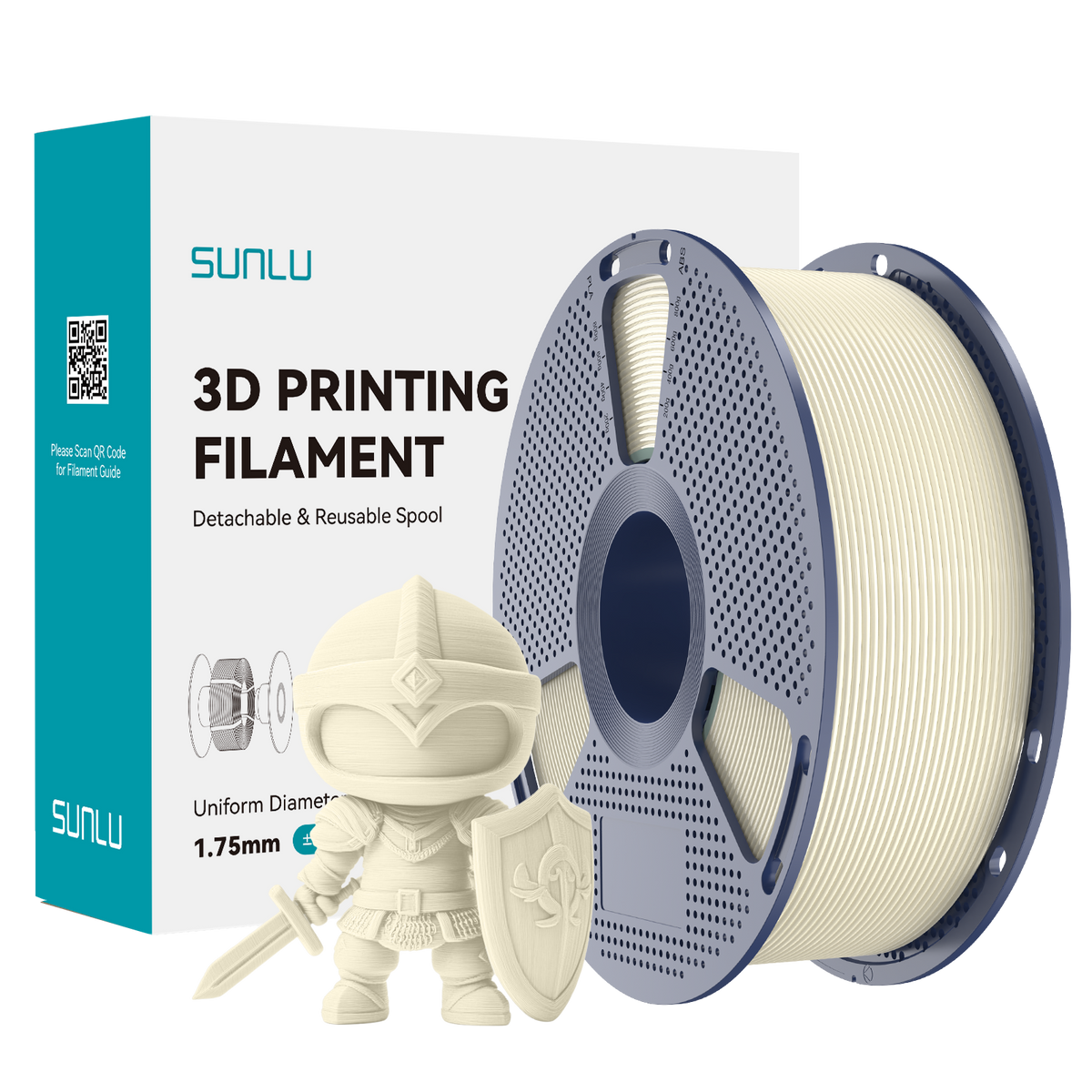 Sunlu PLA+ Filament — Bone White 1 kg spool