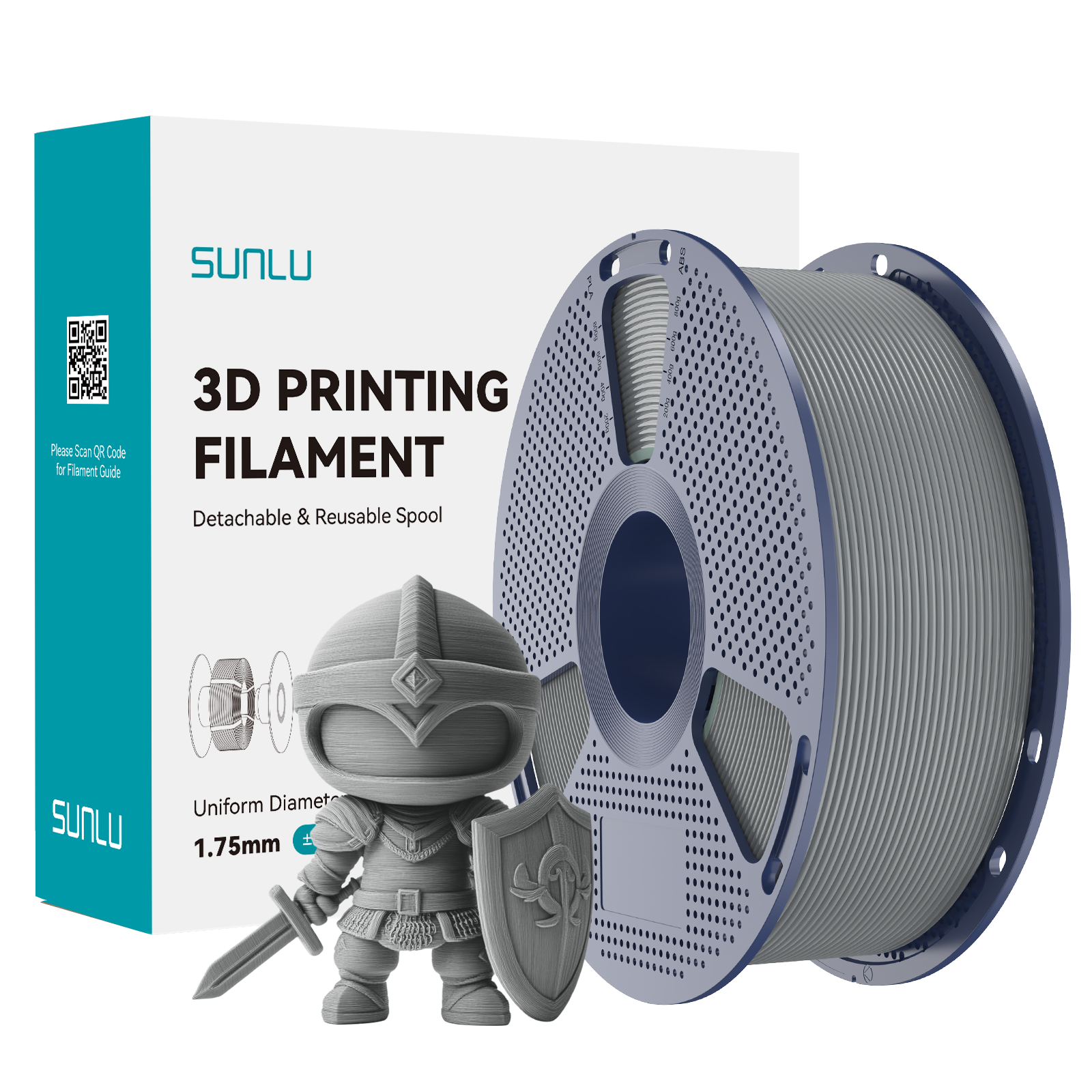 Sunlu PLA+ Filament — Gray 1 kg spool