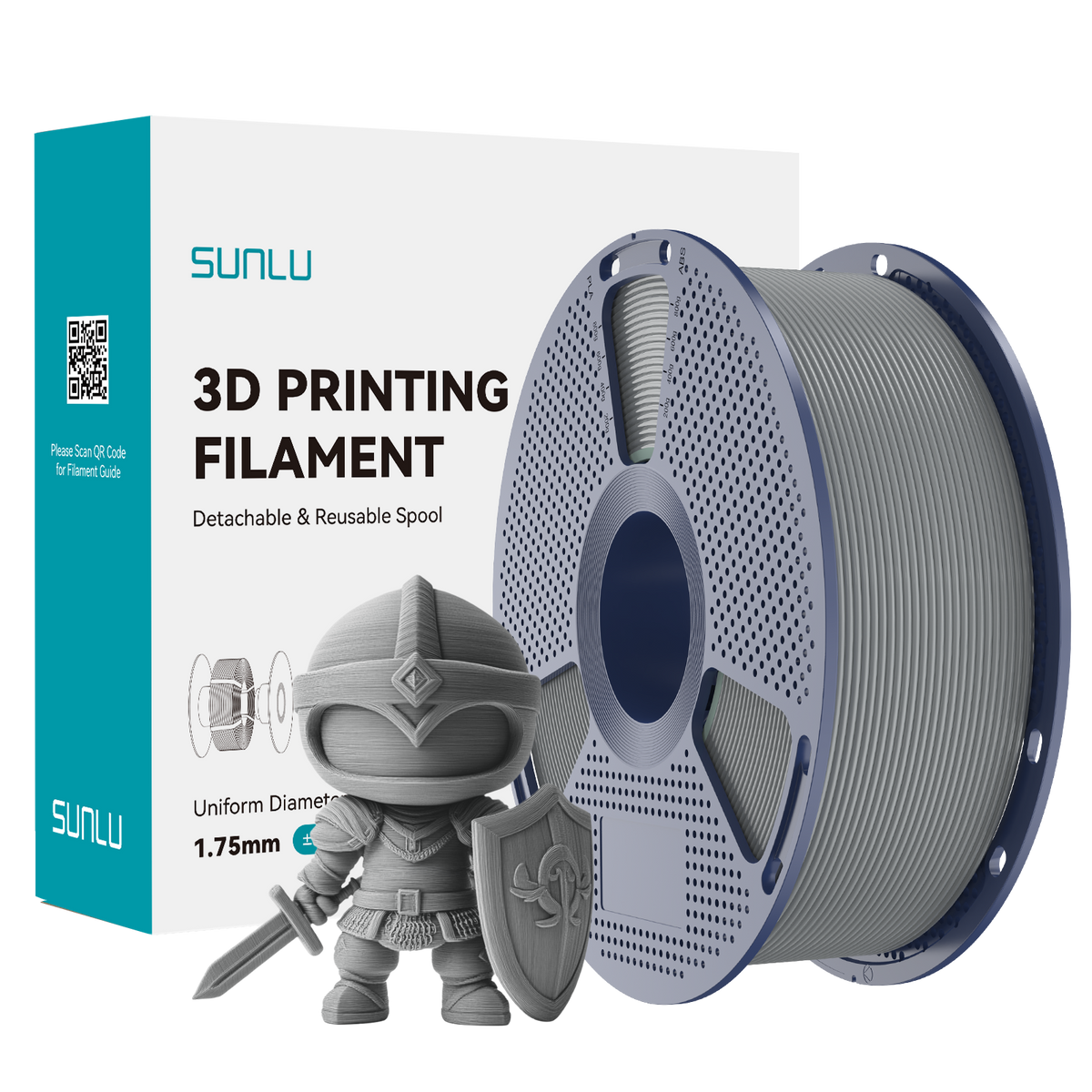 Sunlu PLA+ Filament — Gray 1 kg spool
